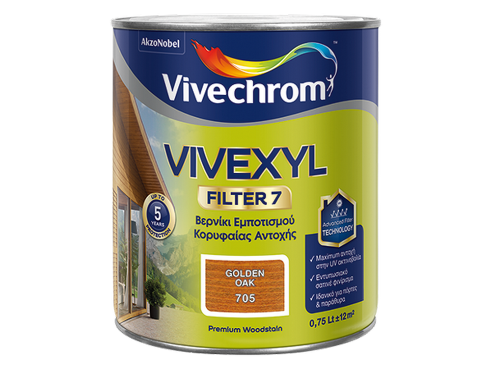 Vivechrom Vivexyl Filter 7  701 Άχρωμο 2,5Lt Βερνίκι Εμποτισμού Ξύλου βάσεως Διαλύτου Satin