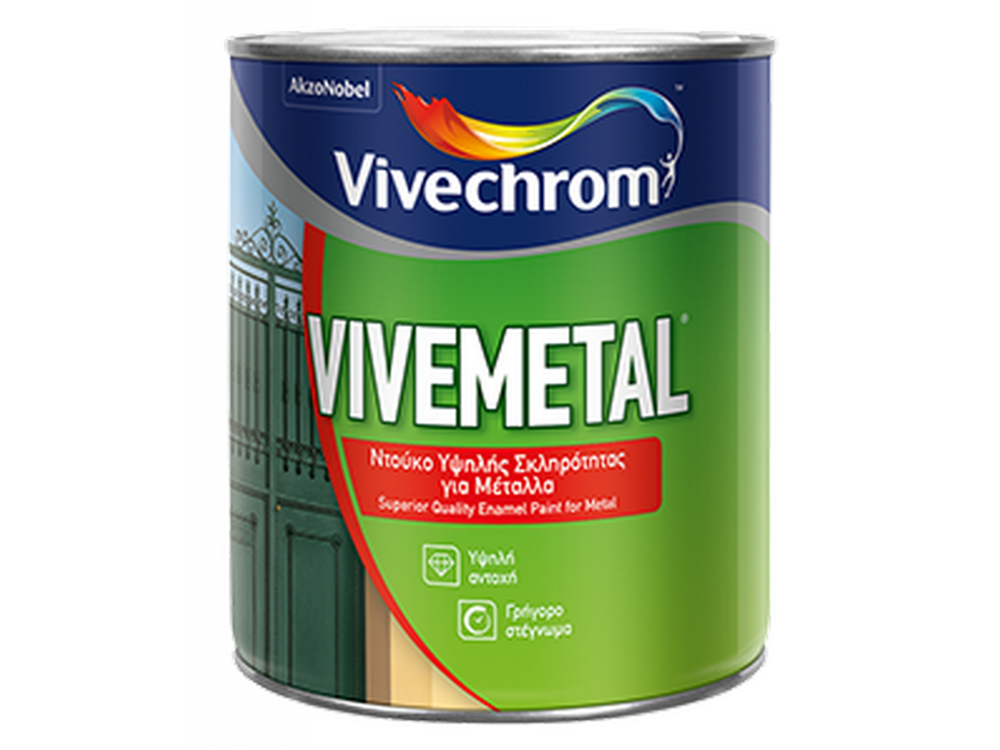 Vivechrom Vivemetal Λευκό 2,5Lt Ντούκο Υψηλής Σκληρότητας για Μέταλλα Gloss