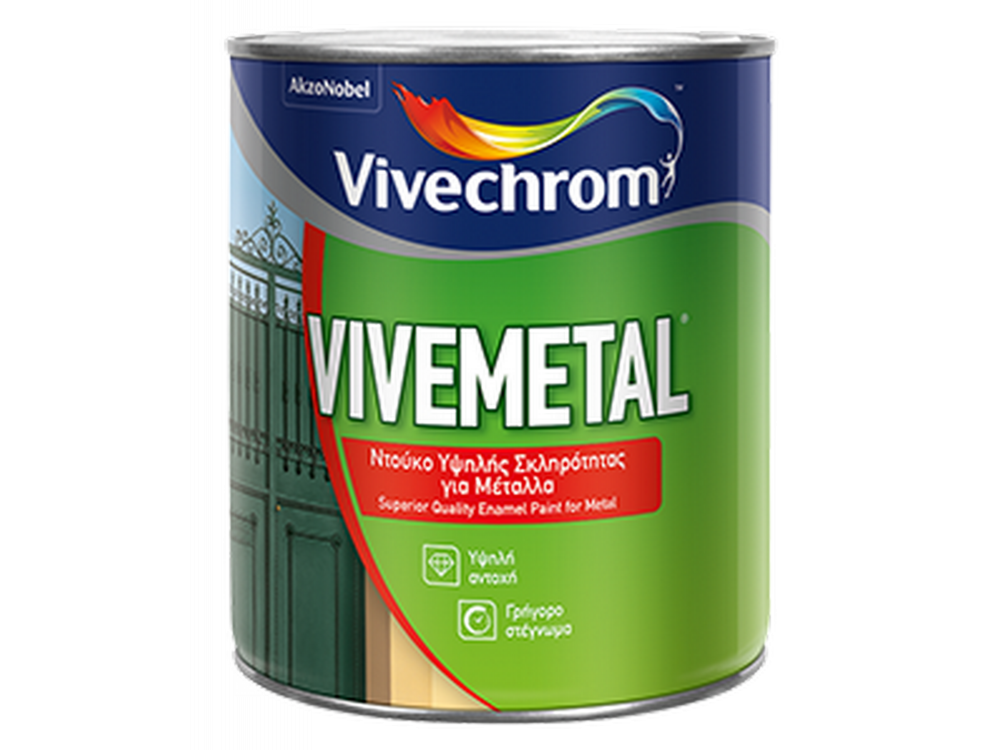 Vivechrom Vivemetal Μαύρο 2,5Lt Ντούκο Υψηλής Σκληρότητας για Μέταλλα Gloss
