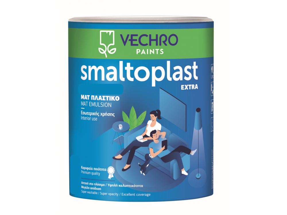 Vechro Smaltoplast Extra Eco Μαύρο 0,180Lt  Πλαστικό Οικολογικό  χρώμα Ματ