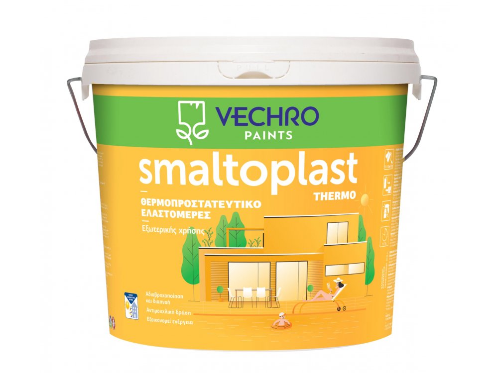 Vechro Smaltoplast Thermo Θερμοπροστατευτικό Ελαστομερές 100% Ακρυλικό Χρώμα Λευκό 3 lt Ματ