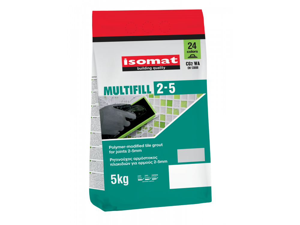 Isomat Multifill 2-5 (30) Γκρι Τσιμέντου 5Kg Έγχρωμος, Τσιμεντοειδής Αρμόστοκος Πλακιδίων