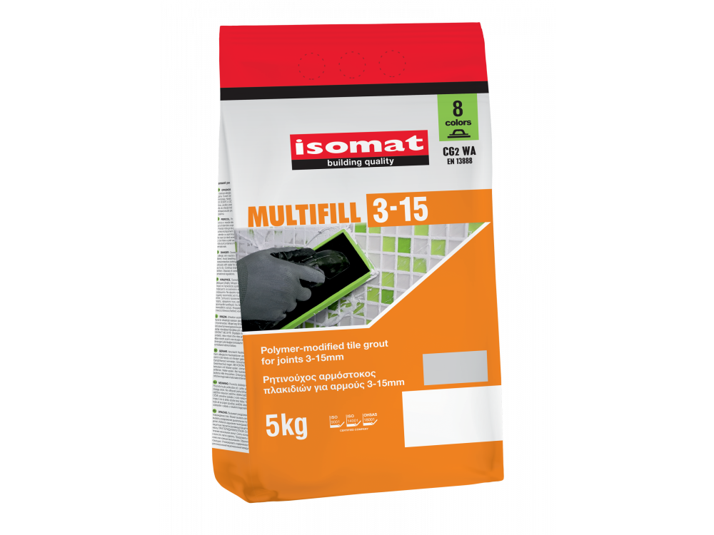 Isomat Multifill 3-15 (03) Γκρι 5Kg Έγχρωμος, Τσιμεντοειδής Αρμόστοκος Πλακιδίων