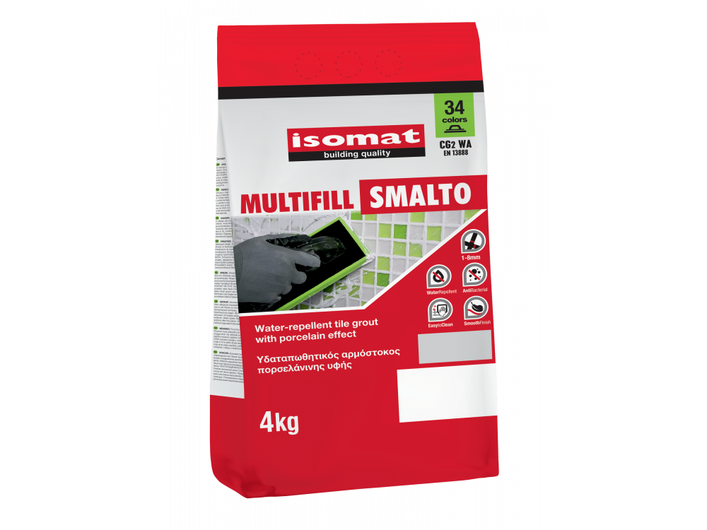 Isomat Multifill Smalto 1-8 (11) Άιβορι 4Kg Έγχρωμος, Ρητινούχος, Υδατοαπωθητικός Αρμόστοκος, Πορσελάνινης Υφής 