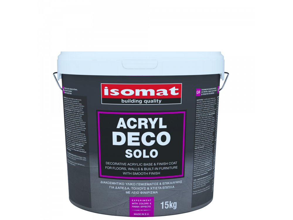 Isomat Acryl Deco Solo Λευκό 15Kg Διακοσμητικό Έτοιμο προς Χρήση Ακρυλικό Υλικό Γεμίσματος και Eπικάλυψης για Δάπεδα και Τοίχους