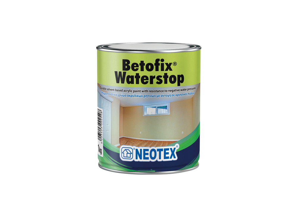 Neotex Betofix Waterstop 5Kg Λευκή Βαφή Ακρυλικών Ρητινών με Αντοχή σε Αρνητικές Πιέσεις