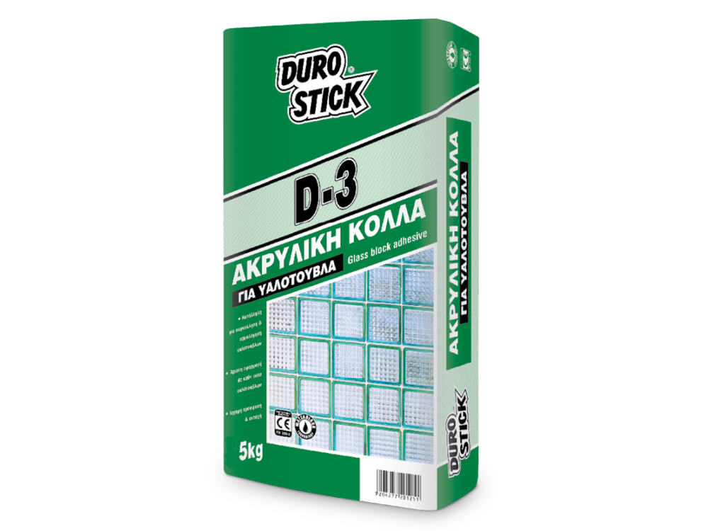 Durostick D- 3 Λευκή 5Kg Κόλλα Υαλότουβλων