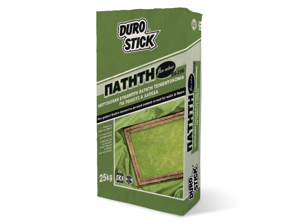 Durostick DS- 256 Flex Velvet Λευκή 25Kg Λεπτόκοκκη Εύκαμπτη Πατητή Τσιμεντοκονία για Τοίχους και Δάπεδα