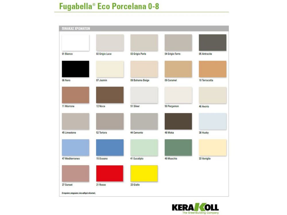Kerakoll Fugabella Eco Porcelana 0-8 (02) Γκρι Φωτεινό 5Kg Αρμόστοκος Πλακιδίων