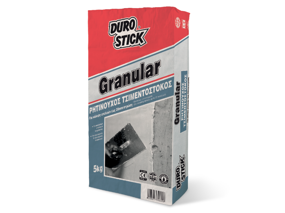 Durostick Granular Λευκός 5Kg Ρητινούχος Τσιμεντόστοκος Κάλυψης έως 20mm/στρώση