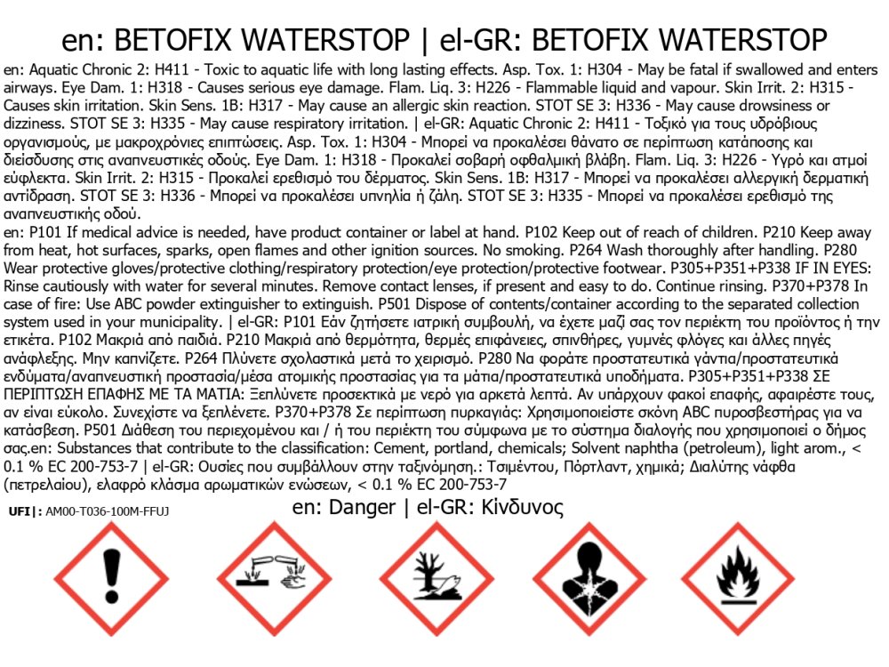 Neotex Betofix Waterstop 5Kg Λευκή Βαφή Ακρυλικών Ρητινών με Αντοχή σε Αρνητικές Πιέσεις