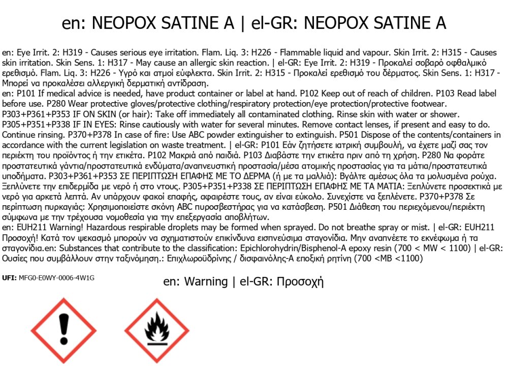 Neotex Neopox Satine Λευκό (RAL9003) 6Kg (Α+Β) Εποξειδική Βαφή Διαλύτου Δύο Συστατικών Σατινέ