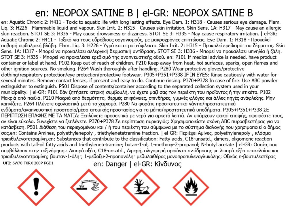 Neotex Neopox Satine Λευκό (RAL9003) 6Kg (Α+Β) Εποξειδική Βαφή Διαλύτου Δύο Συστατικών Σατινέ