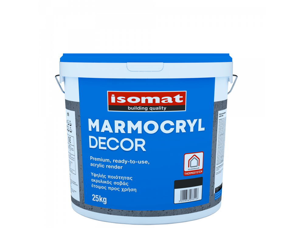 Isomat Marmocryl Decor 2mm Λευκός 25Kg Ακρυλικός Υδαταπωθητικός Έτοιμος Σοβάς με Αδρή Επιφάνεια