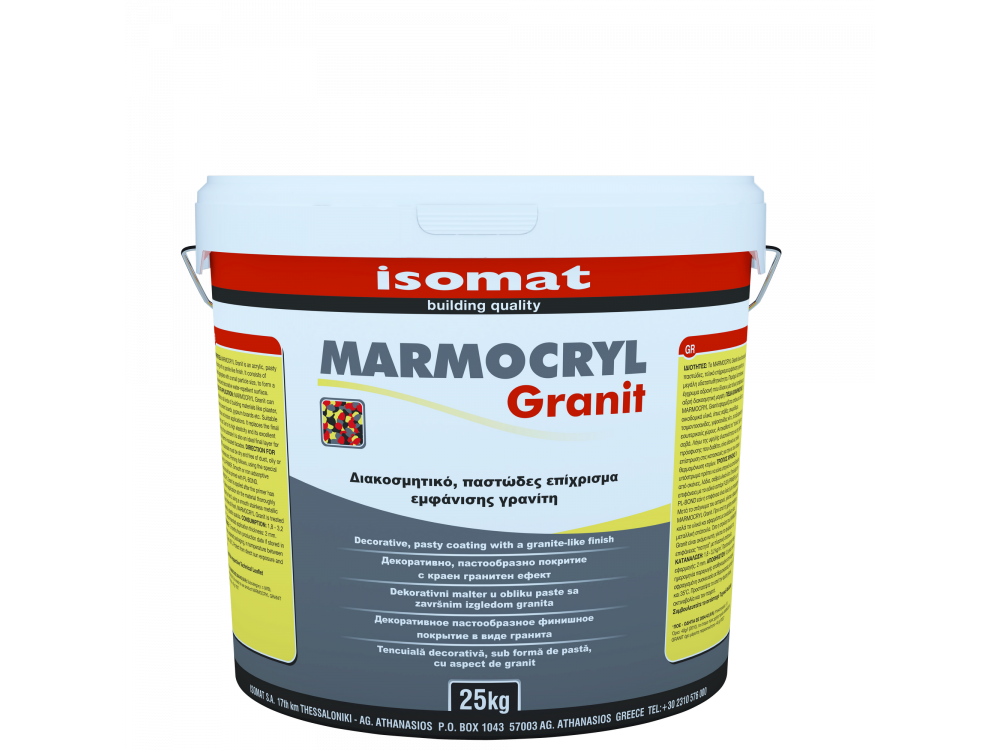 Isomat Marmocryl Granit G130 Έχρωμο 25Kg Ακρυλικό Υδαταπωθητικό Διακοσμητικό Επίχρισμα εμφάνισης Γρανίτη