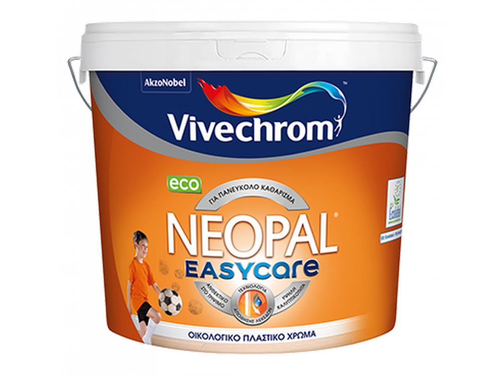 Vivechrοm Νeοpal Easycare Eco Λευκό 9Lt Πλαστικό Οικολογικό χρώμα Ματ