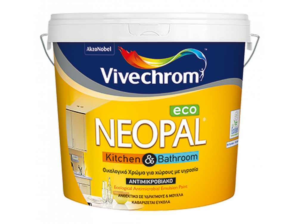 Vivechrοm Νeοpal Kitchen & Bathroom Eco Λευκό 10Lt Αντιμικροβιακό Οικολογικό χρώμα Ματ