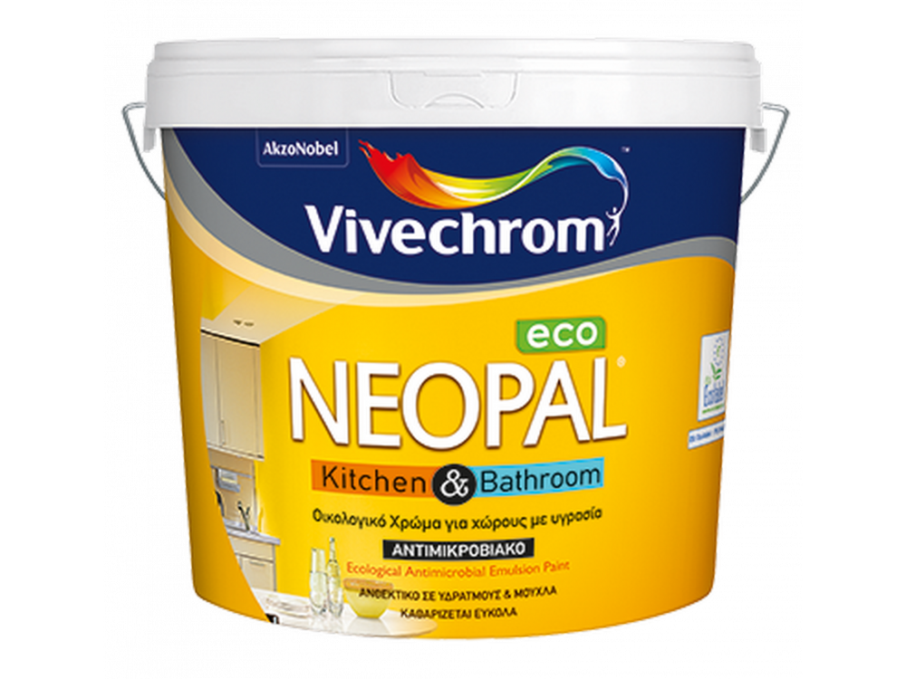 Vivechrοm Νeοpal Kitchen & Bathroom Eco Λευκό 3Lt Αντιμικροβιακό Οικολογικό χρώμα Ματ
