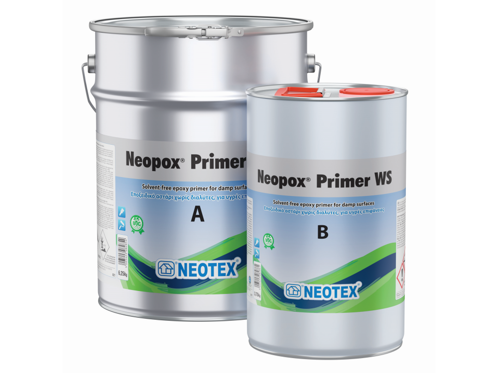 Neotex Neopox Primer WS Διάφανο 1Kg (A+B) Eποξειδικό Αστάρι Δύο Συστατικών Χωρίς Διαλύτες για Υγρές Επιφάνειες