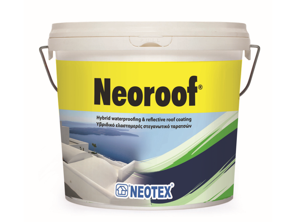 Neotex Neoroof Λευκό 4Kg Υβριδικό Ελαστομερές Στεγανωτικό Ταρατσών Υψηλής Ανακλαστικότητας