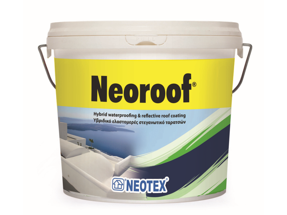 Neotex Neoroof Λευκό 13Kg Υβριδικό Ελαστομερές Στεγανωτικό Ταρατσών Υψηλής Ανακλαστικότητας