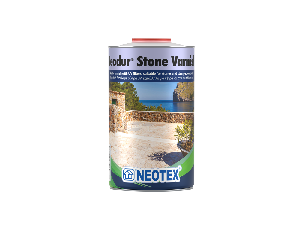 Neotex Neodur Stone Varnish Διάφανο 4Lt Ακρυλικό Βερνίκι Διαλύτου για Σταμπωτά και Πέτρες