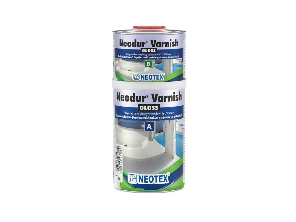 Neotex Neodur Varnish Διάφανο 1Kg (A+B) Πολυουρεθανικό Βερνίκι Δύο Συστατικών Με Φίλτρα UV