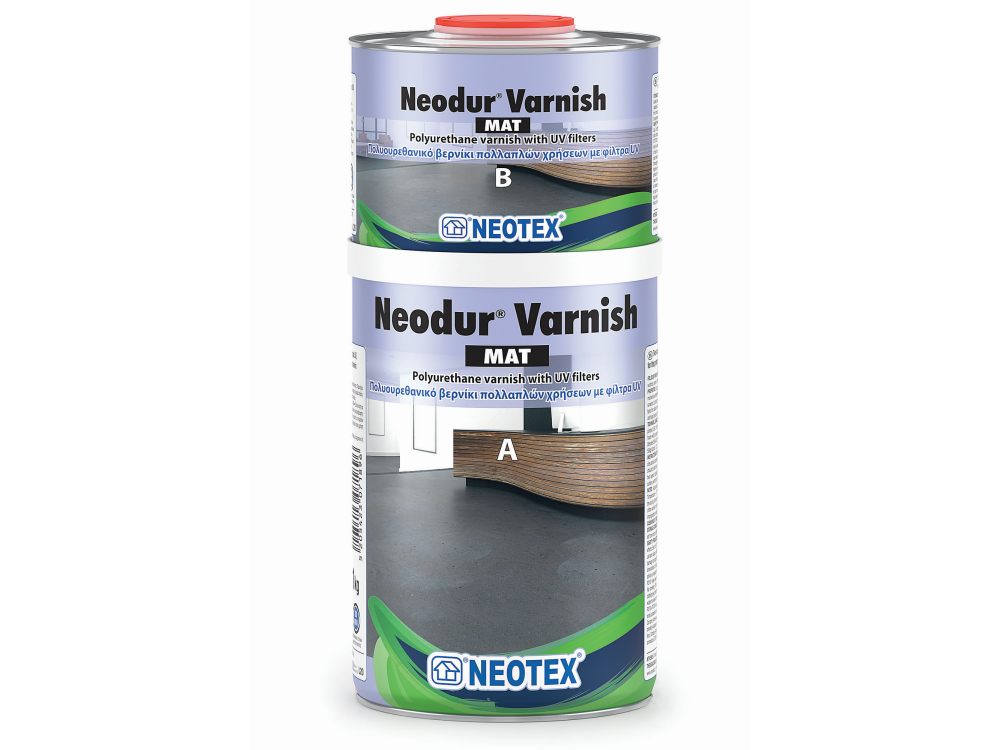 Neotex Neodur Varnish Mat Διάφανο 1Kg (Α+Β) Πολυουρεθανικό Βερνίκι Δύο Συστατικών Με Φίλτρα UV Ματ