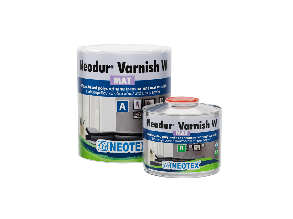 Neotex Neodur Varnish W Mat Διάφανο 0,8Kg (kit) Πολυουρεθανικό Υδατοδιαλυτό Βερνίκι Δύο Συστατικών Ματ