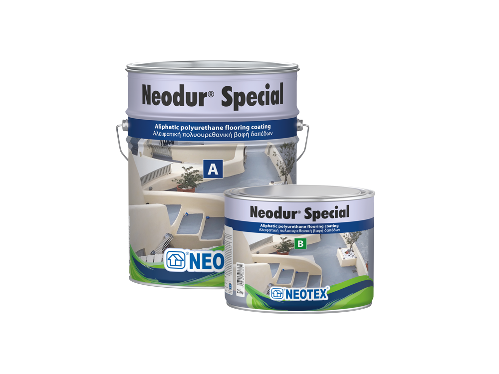 Neotex Neodur Special Γκρι (RAL7040) 10Kg (A+B) Πολυουρεθανική Αλειφατική Βαφή με Διαλύτες για Εξωτερικά Δάπεδα και Χώρους