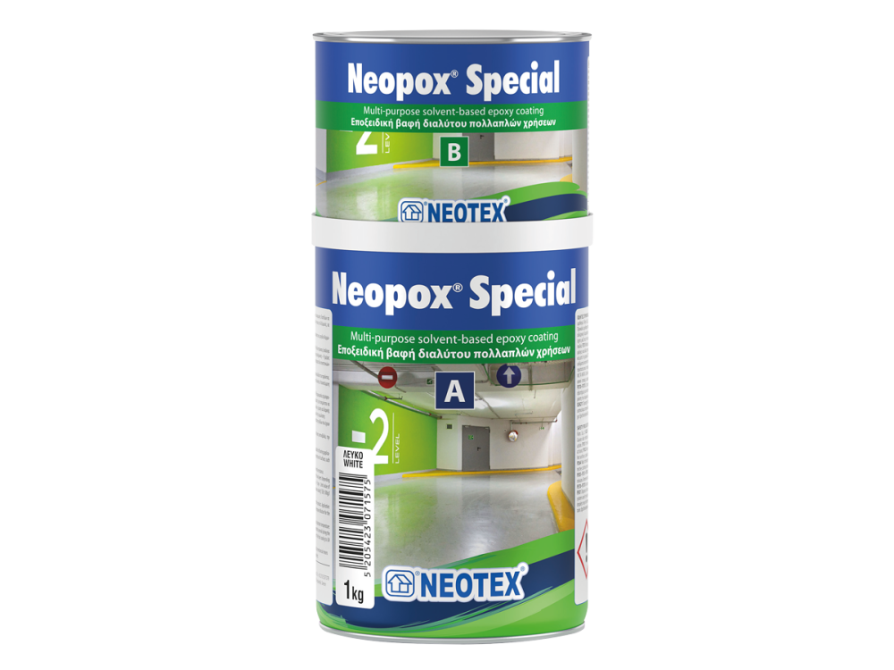 Neotex Neopox Special Γκρι (RAL7040) 1Kg (Α+Β) Εποξειδική Βαφή Διαλύτου Δύο Συστατικών για Εφαρμογές Δαπέδων
