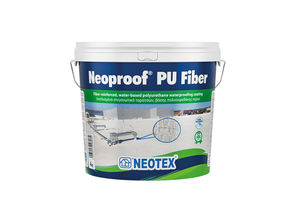 Neotex Neoproof PU Fiber Λευκό 13Kg Ινοπλισμένο Στεγανωτικό Ταρατσών βάσης Πολυουρεθάνης Νερού