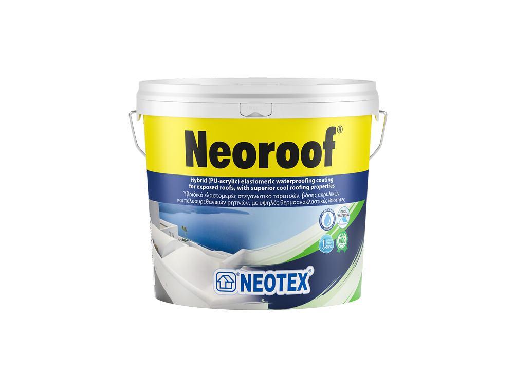 Neotex Neoroof Λευκό 1Kg Υβριδικό Ελαστομερές Στεγανωτικό Ταρατσών Υψηλής Ανακλαστικότητας