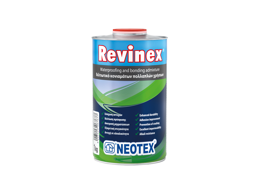 Neotex Revinex 1Kg Συμπολυμερές Γαλάκτωμα Βελτίωσης Κονιαμάτων και Επαλειπτικών Υλικών