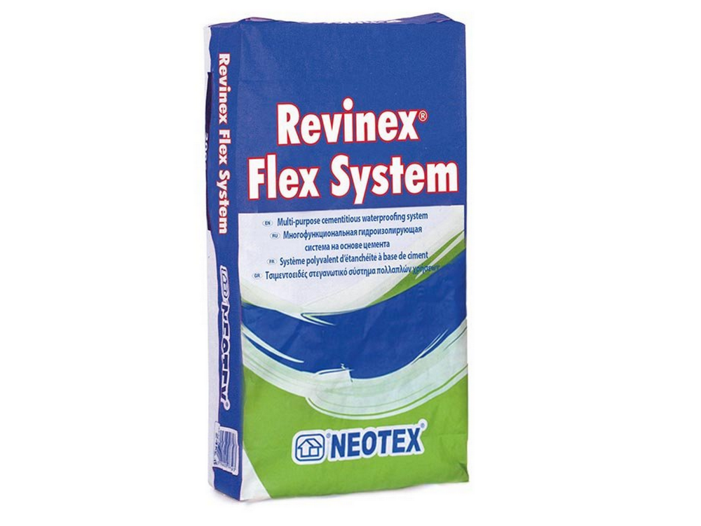 Neotex Revinex Flex Λευκό 25Kg Τσιμεντοειδές Στεγανωτικό Σύστημα Πολλαπλών Χρήσεων