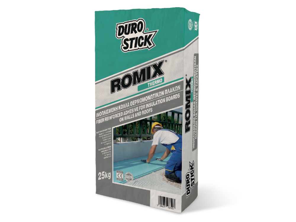 Durostick Romix Thermo Λευκή 25Kg Ινοπλισμένη Κόλλα Θερμομονωτικών Πλακών