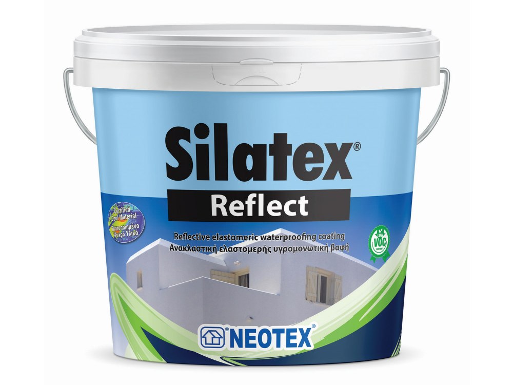 Neotex Silatex Reflect Λευκό 10Lt Ανακλαστική Ελαστομερής Υγρο-Θερμομονωτική βαφή Κατακορύφων Επιφανειών