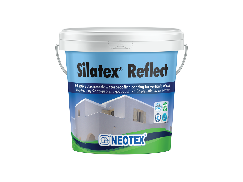 Neotex Silatex Reflect Λευκό 10Lt Ανακλαστική Ελαστομερής Υγρο-Θερμομονωτική βαφή Κατακορύφων Επιφανειών