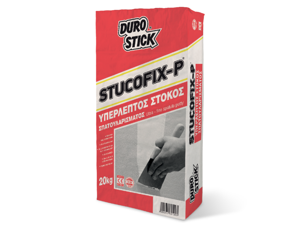 Durostick Stucofix -P Λευκός 20Kg Υπέρλεπτος Στόκος Σπατουλαρίσματος 