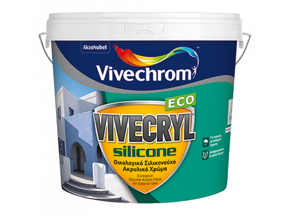 Vivechrοm Vivecryl Silicone Eco Λευκό 10Lt Οικολογικό Σιλικονούχο Ακρυλικό χρώμα Ματ