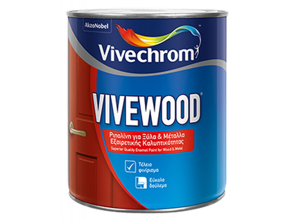 Vivechrom Vivewood Λευκό 2,5Lt Ριπολίνη Διαλύτου για Ξύλα και Μέταλλα Satin