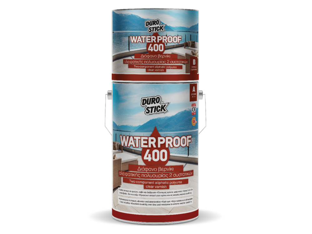 Durostick Waterproof 400 Διάφανο 0,75Kg (A+B) Βερνίκι Αλειφατικής Πολυουρίας 2 Συστατικών