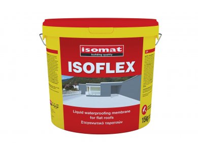 Isomat Isoflex Λευκό 15Kg Ελαστομερές Επαλειφόμενο Στεγανωτικό Ταρατσών και Κεραμοσκεπών