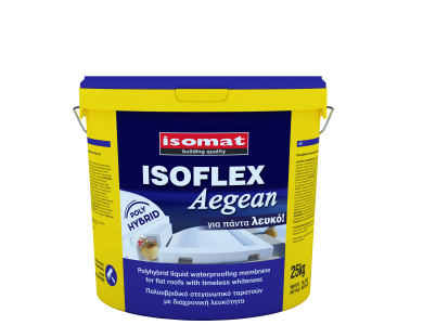Isomat Isoflex Aegean Λευκό 25Kg Πολυβριδικό Επαλειφόμενο Ελαστομερές Στεγανωτικό
