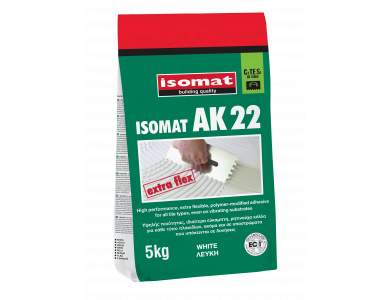 Isomat AK- 22 Λευκή 5Kg Υψηλής ποιότητας Εύκαμπτη Ρητινούχα Τσιμεντοειδής Κόλλα Πλακιδίων 