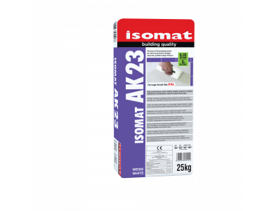 Isomat AK- 23 Λευκή 25Kg Υψηλής ποιότητας Γρήγορης πήξης Εύκαμπτη Ρητινούχα Τσιμεντοειδής Κόλλα Πλακιδίων Ιδανική για πλακάκια Μεγάλων Διαστάσεων 