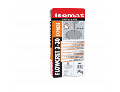 Isomat Flowcret 3-30 Express Γκρι 25Kg  Ταχύπηκτο Ρητινούχο Αυτοεπιπεδούμενο Τσιμεντοκονίαμα Εξομάλυνσης Δαπέδων