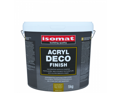 Isomat Acryl Deco Finish Λευκό 5Kg Διακοσμητικό Έτοιμο Ακρυλικό Επίχρισμα για Δάπεδα Τοίχους και Χτιστά Έπιπλα με πολύ Λείο Φινίρισμα 