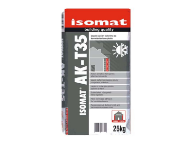 Isomat AK - T35 Λευκή 25Kg Ινοπλισμένη Ρητινούχα Τσιμεντοειδής Κόλλα Θερμομονωτικών Πλακών