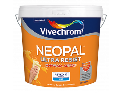 Vivechrοm Νeοpal Ultra Resist Λευκό 10Lt  Πλαστικό xρώμα Υψηλής Αντοχής Ματ